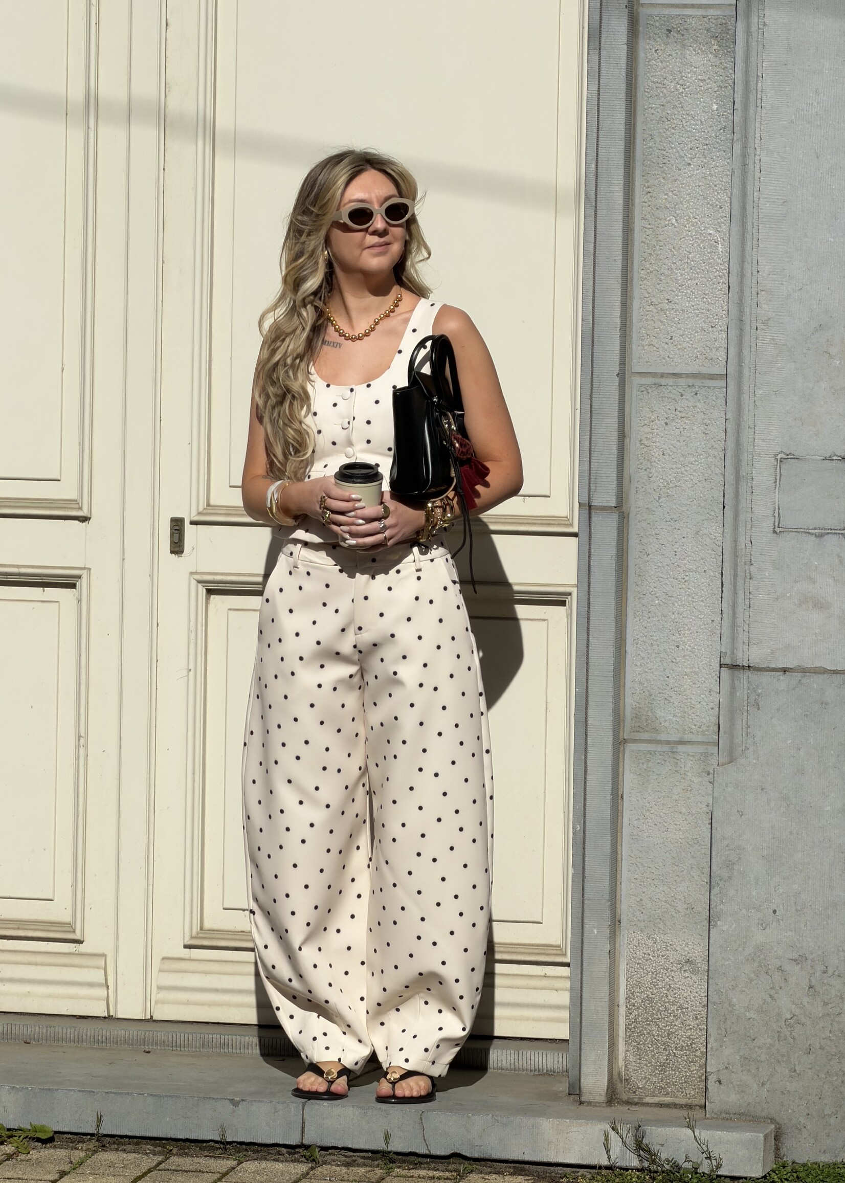 Poli polka dot trousers - White/Black
