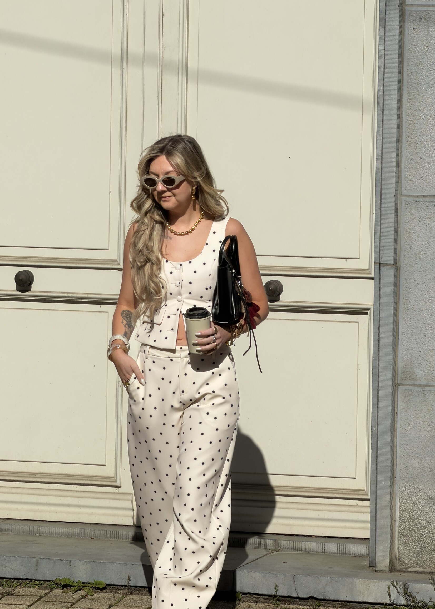 Poli polka dot trousers - White/Black