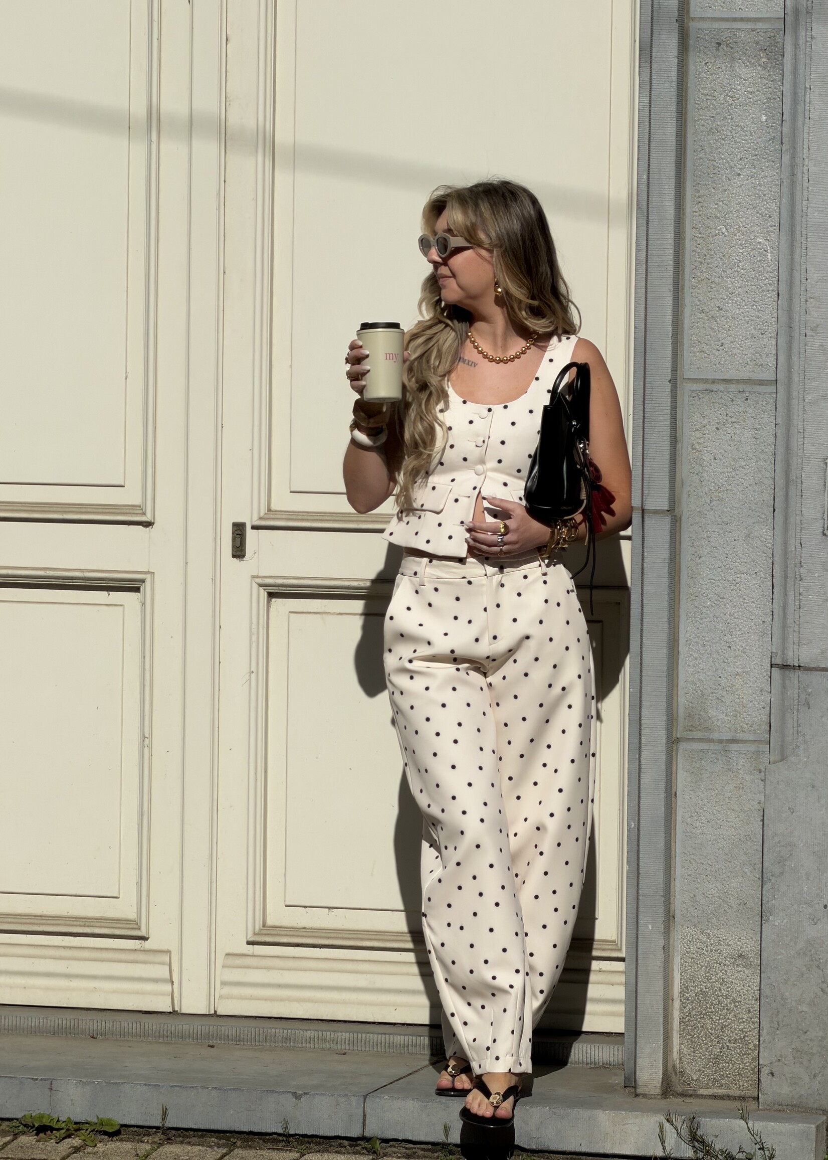 Poli polka dot gilet - White/Black