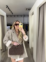 Yasmin oversized signature check blazer - Blue/Beige TU