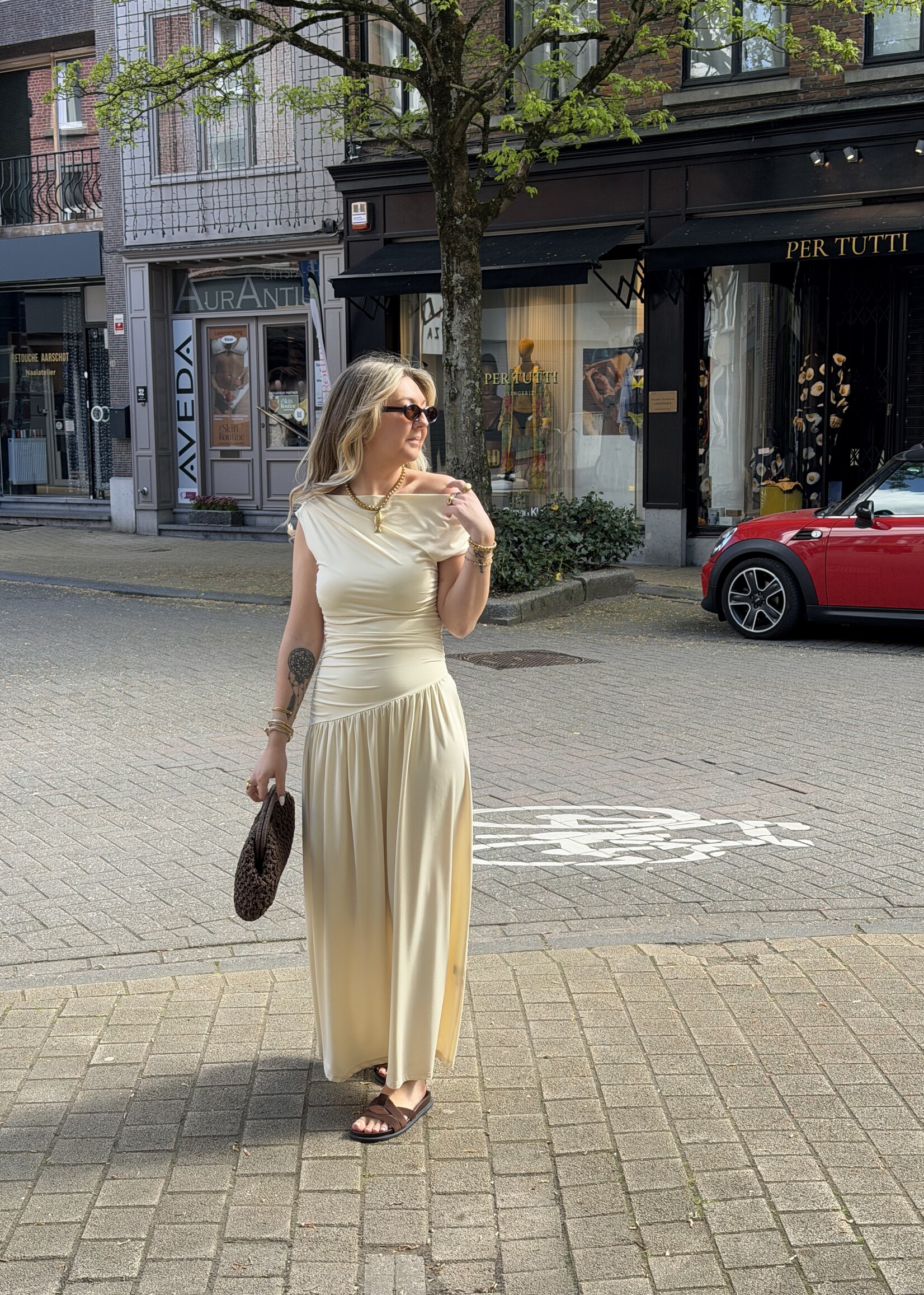 Inez draped maxi dress - light yellow