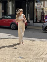 Elisa flowy stripe trousers - Cream