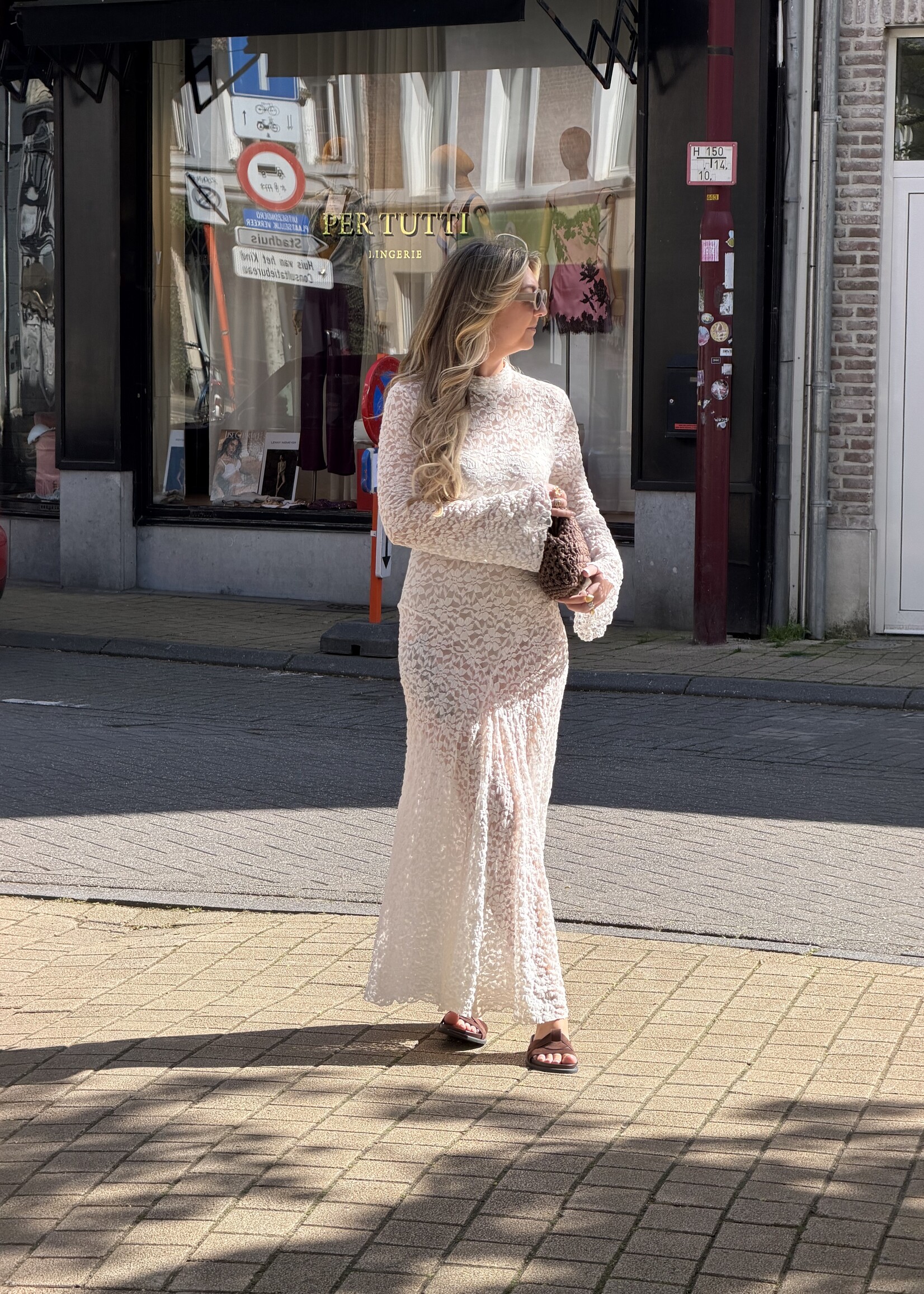 Caro lace jurk - Cream