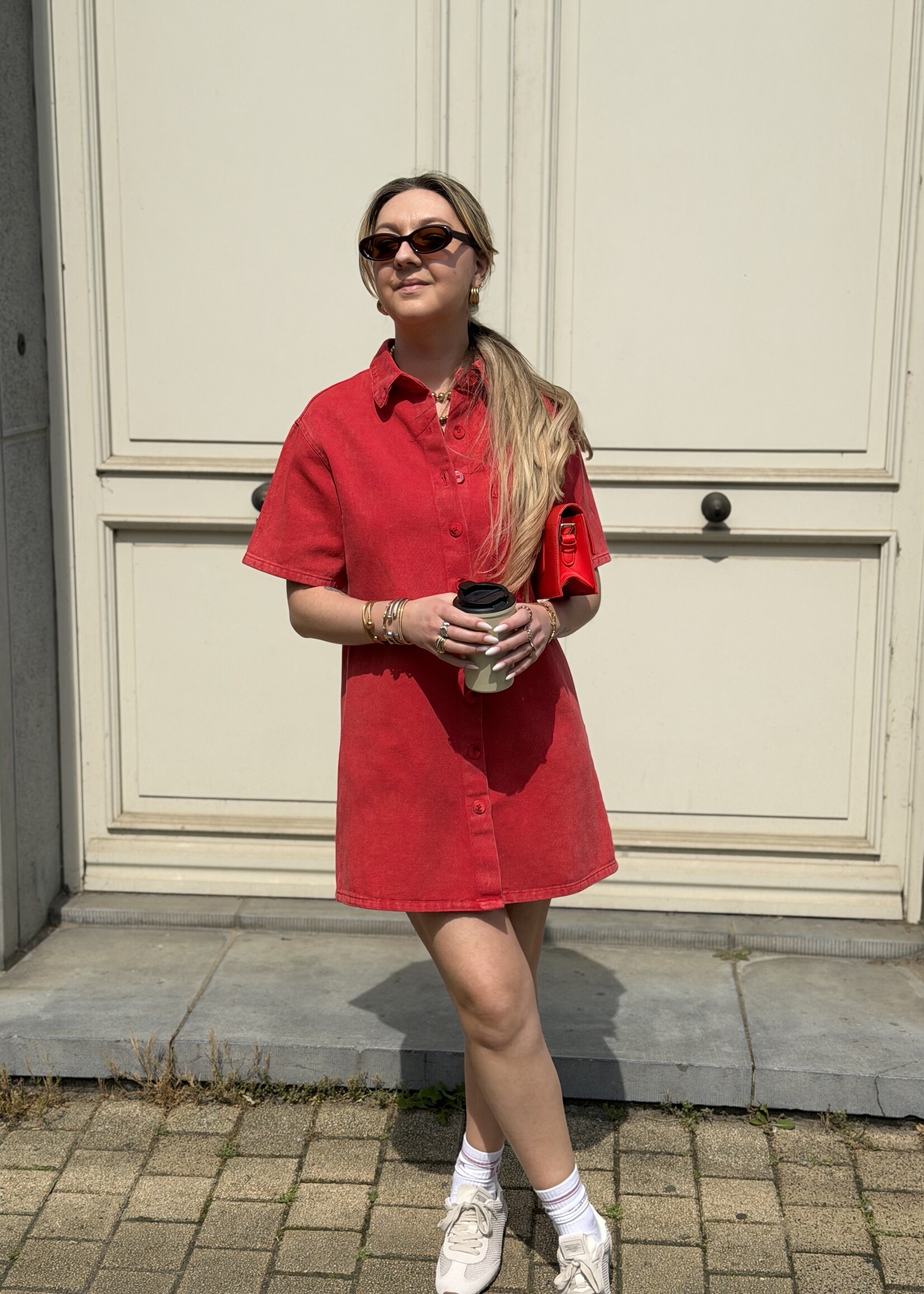 Julia denim jurk - Red