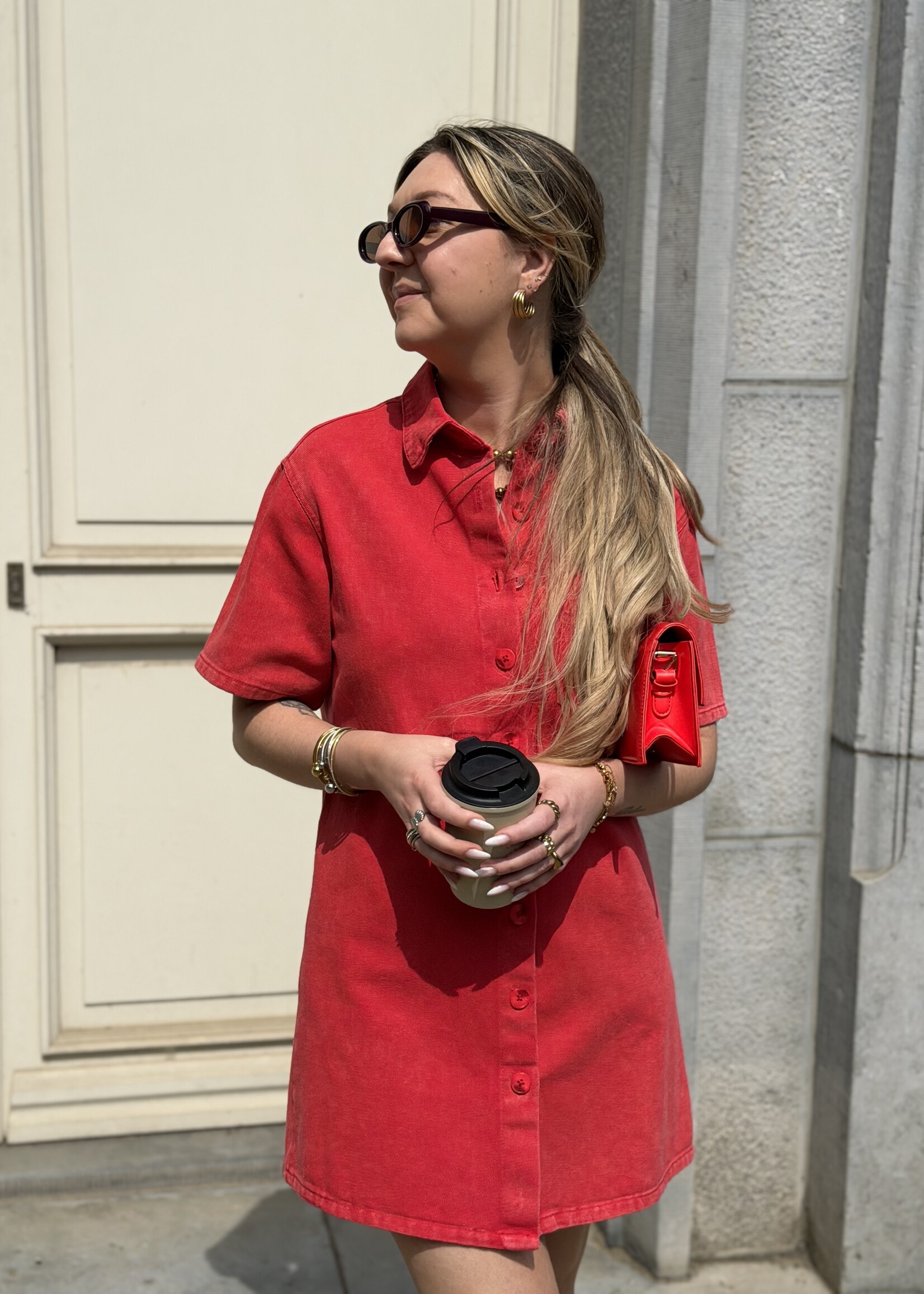 Julia denim jurk - Red