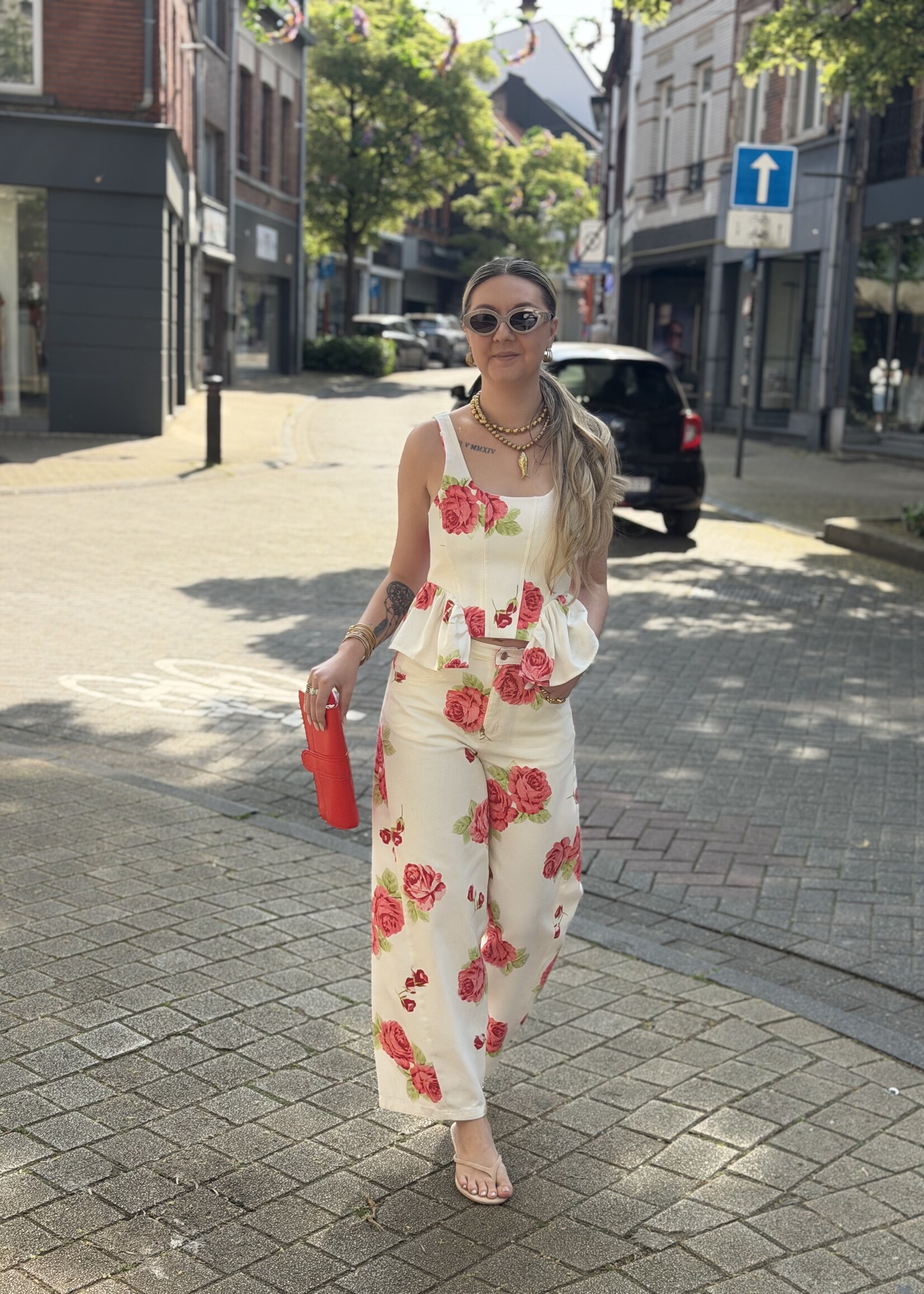Rossa flower trousers - White/Red
