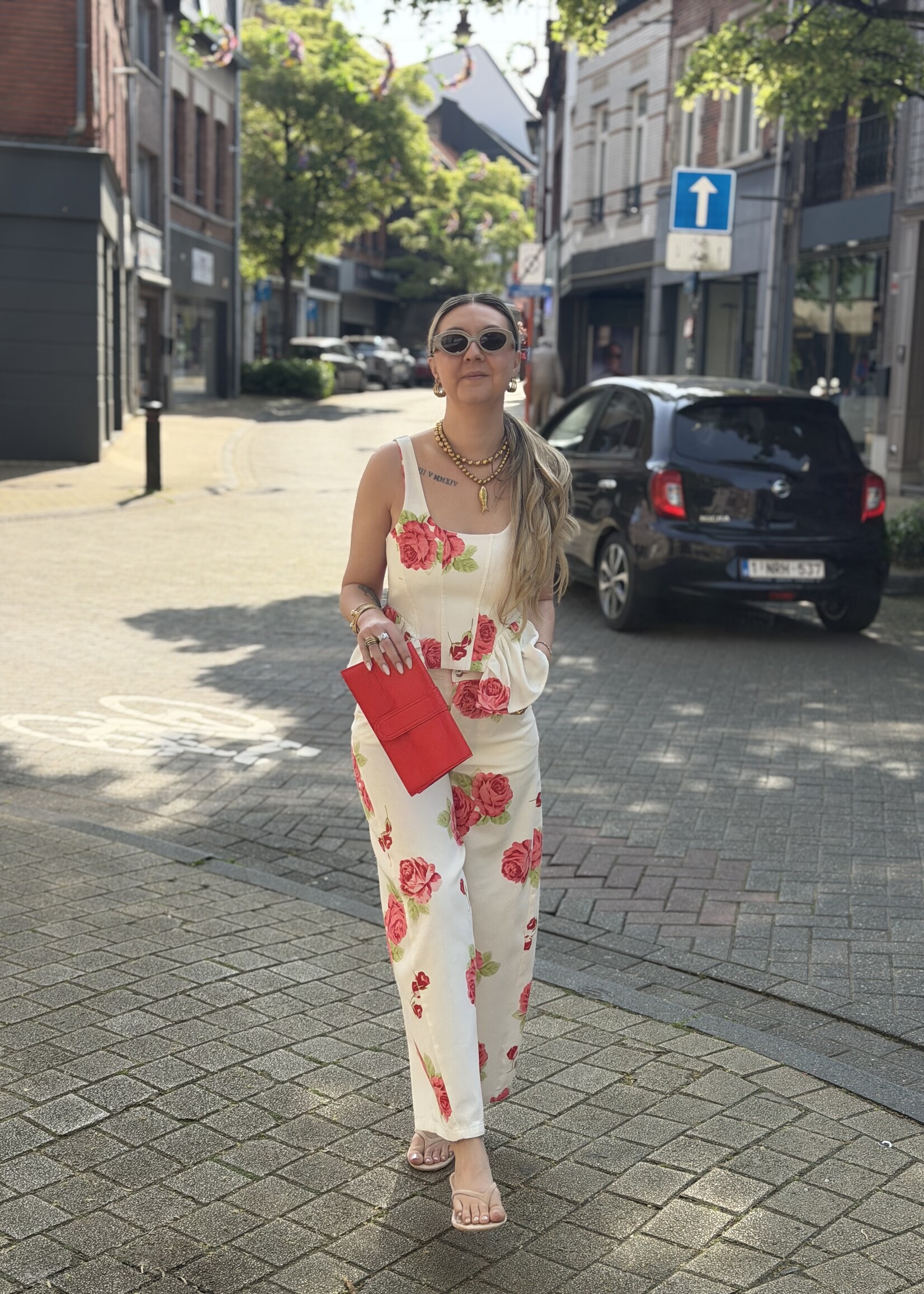 Rossa flower trousers - White/Red