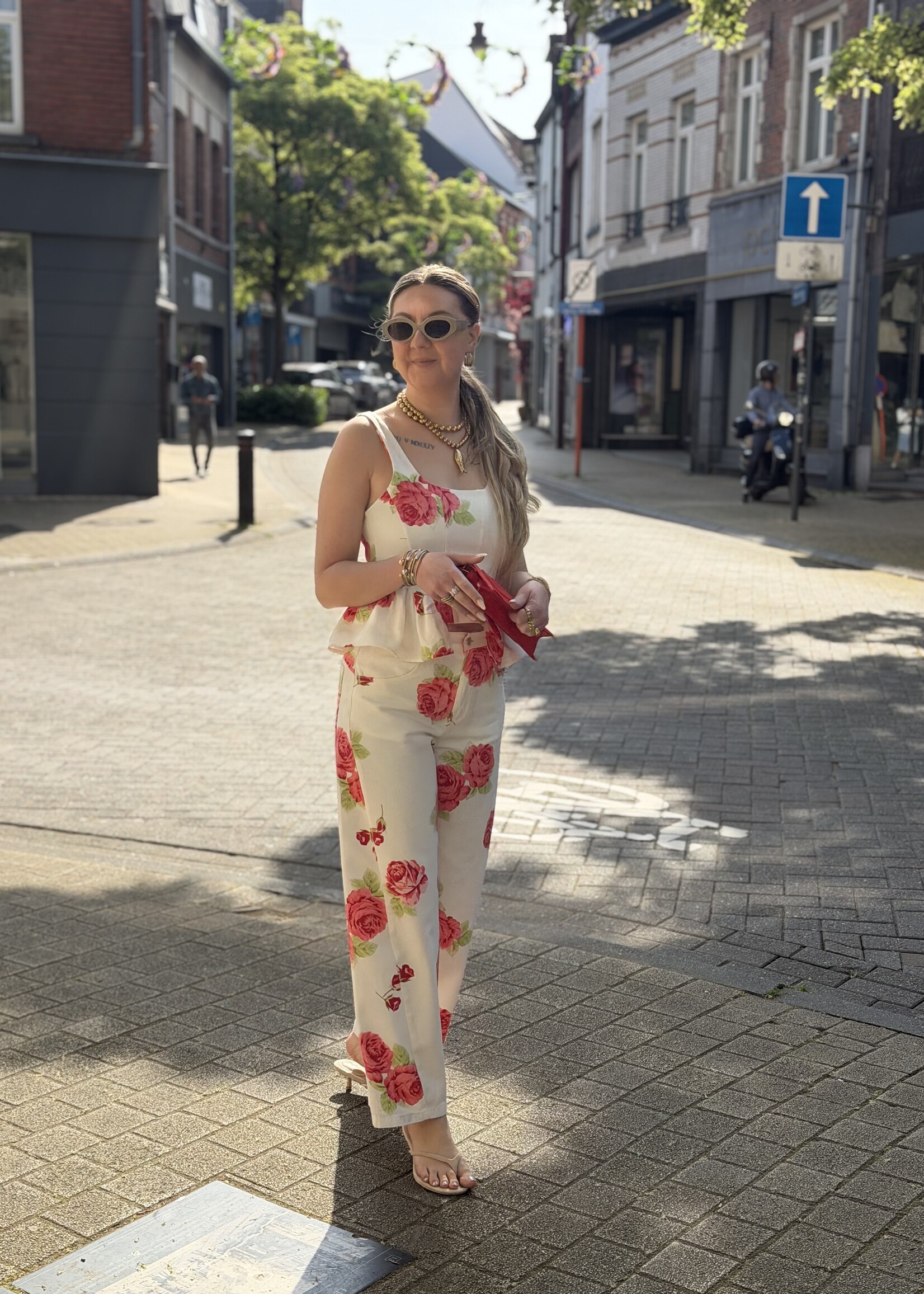 Rossa flower trousers - White/Red