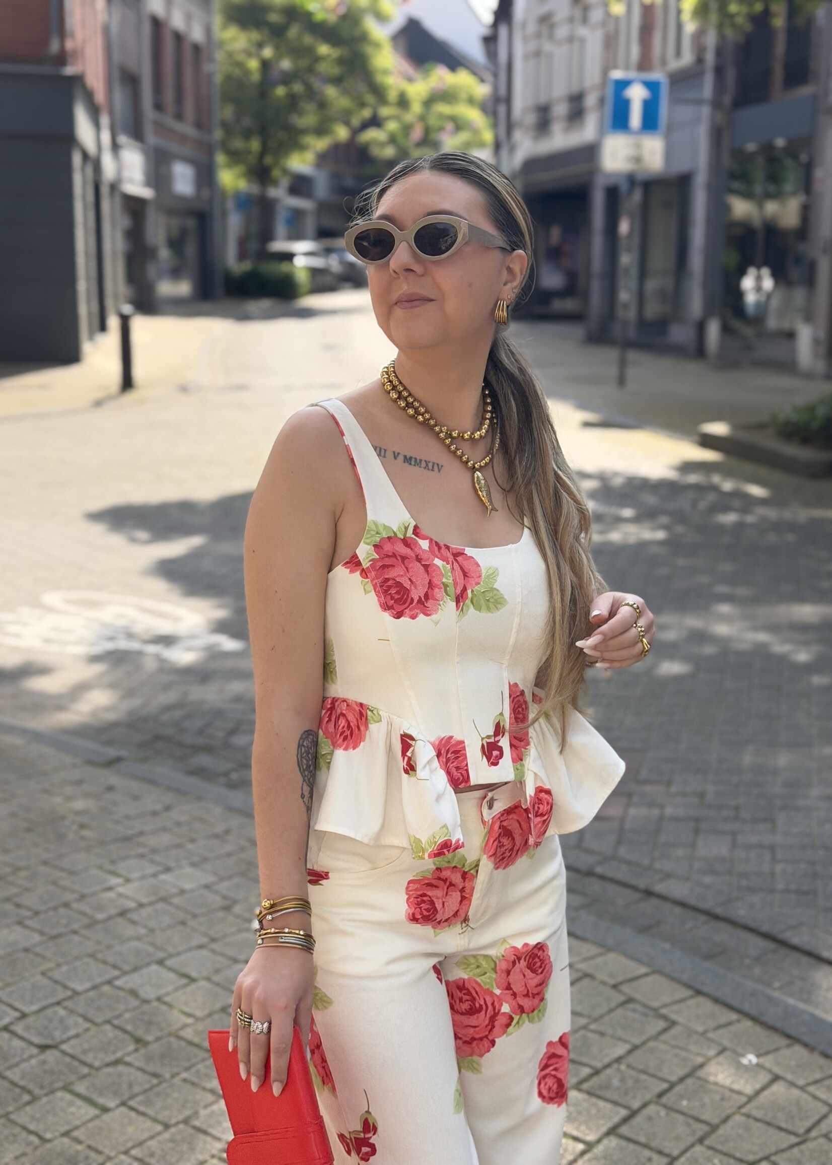 Rossa flower top - White/Red