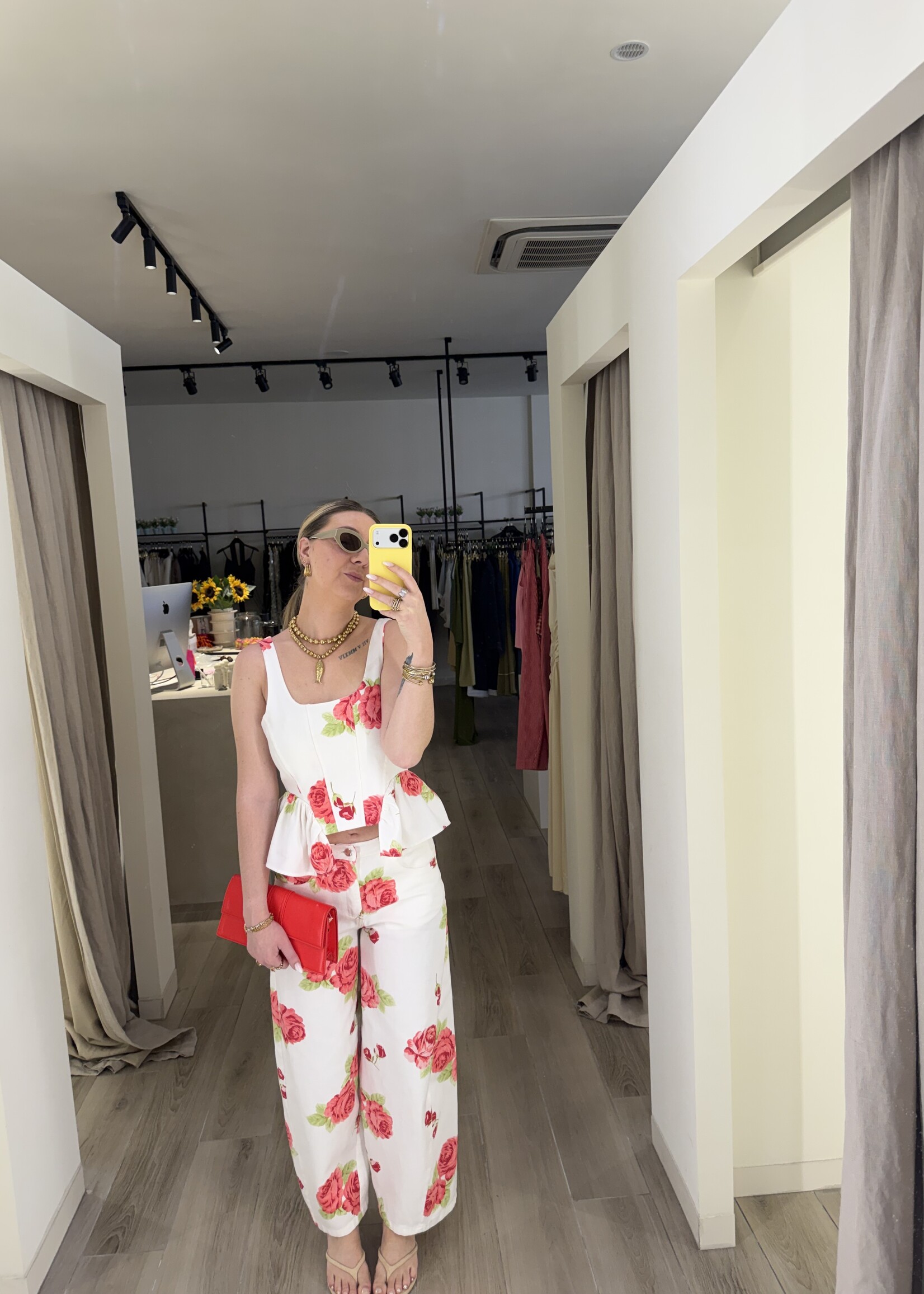 Rossa flower top - White/Red