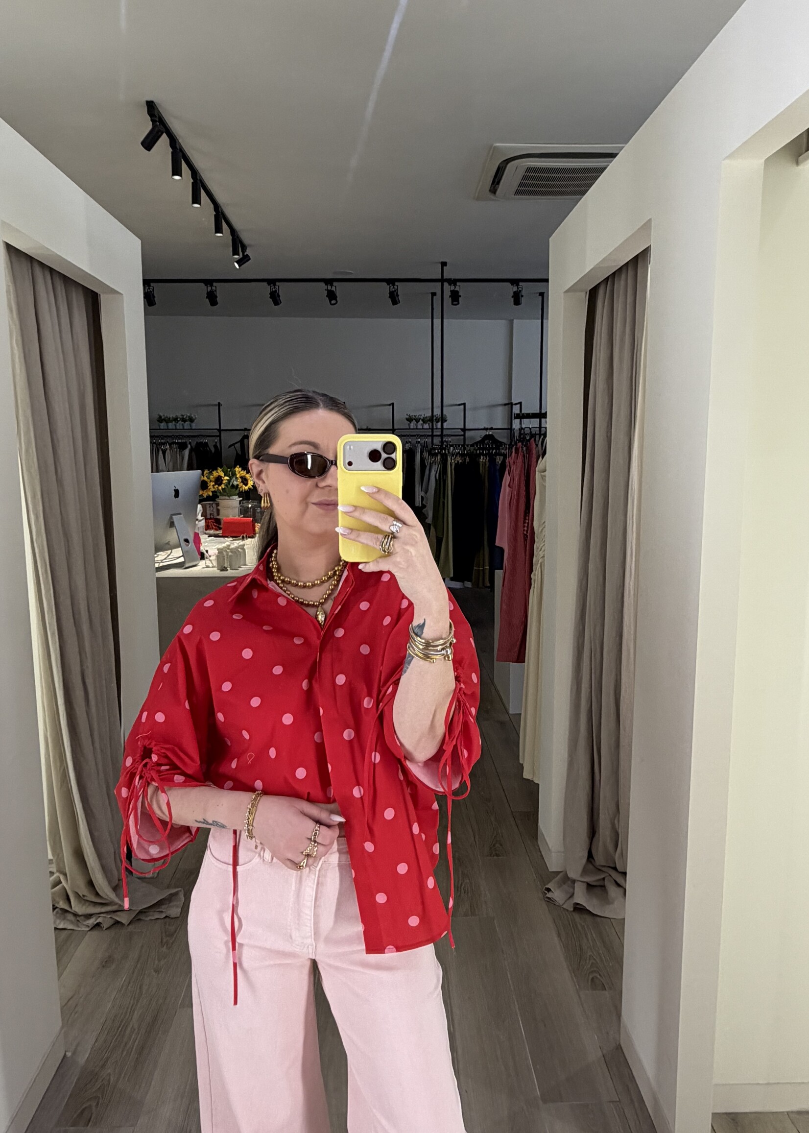 Camila polka dot blouse - Red/Pink TU