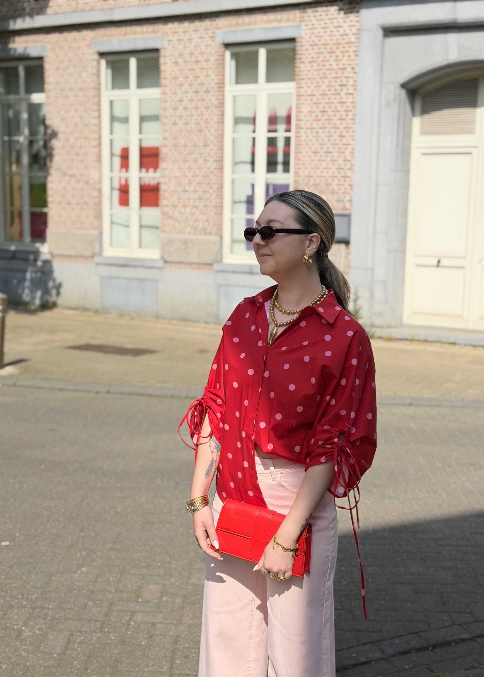 Camila polka dot blouse - Red/Pink TU