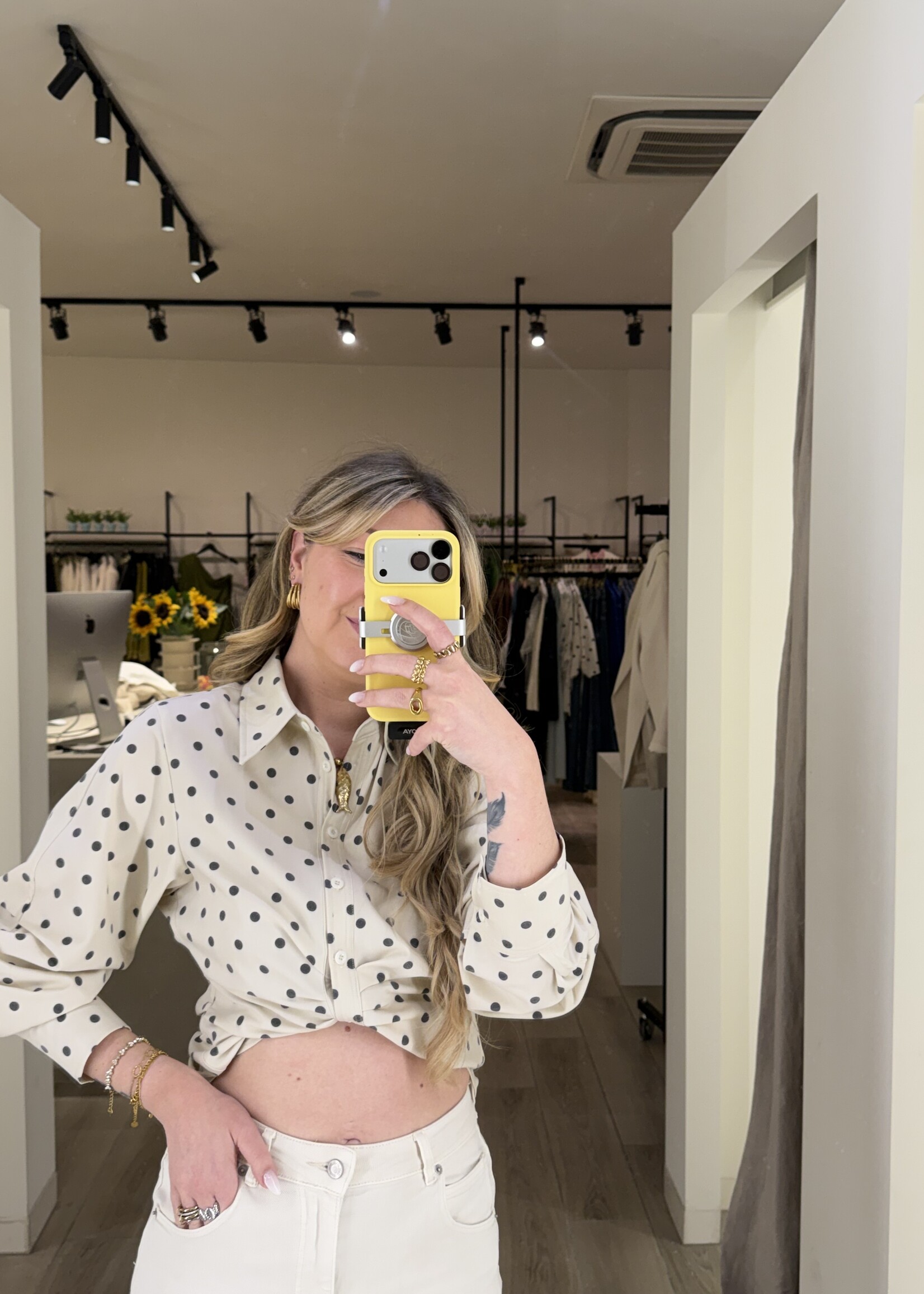 Amerie polka dot Shirt - Beige