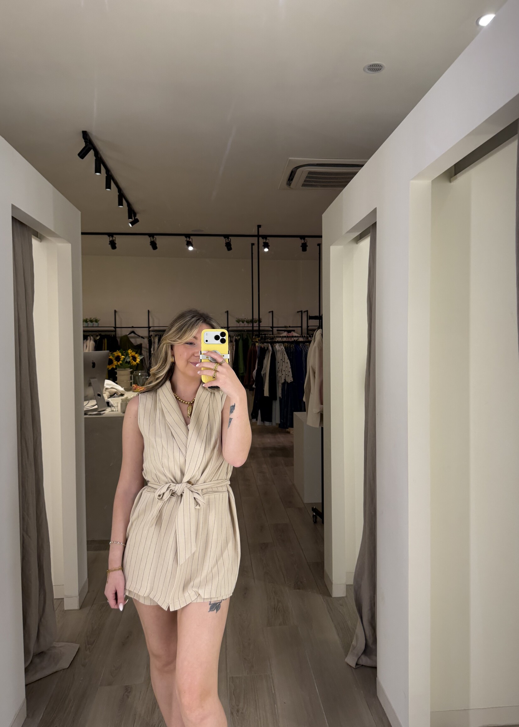 Janina linnen short - Beige