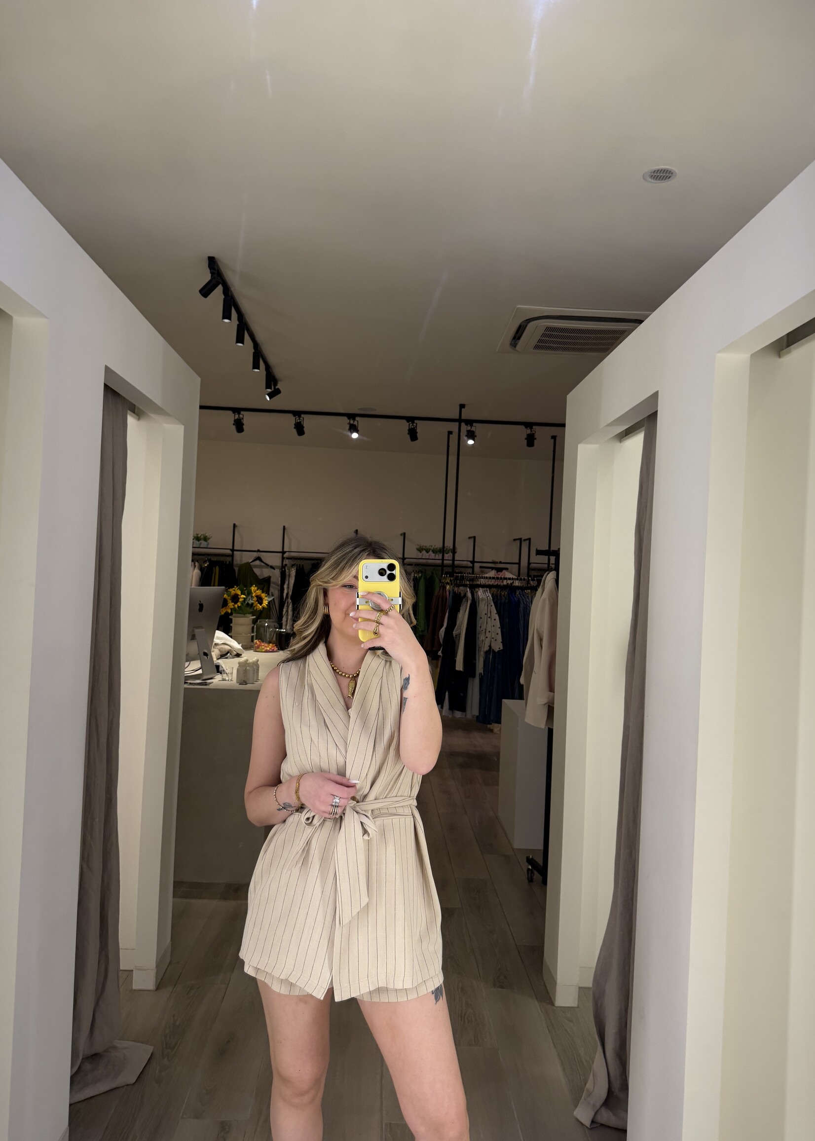 Janina linnen short - Beige