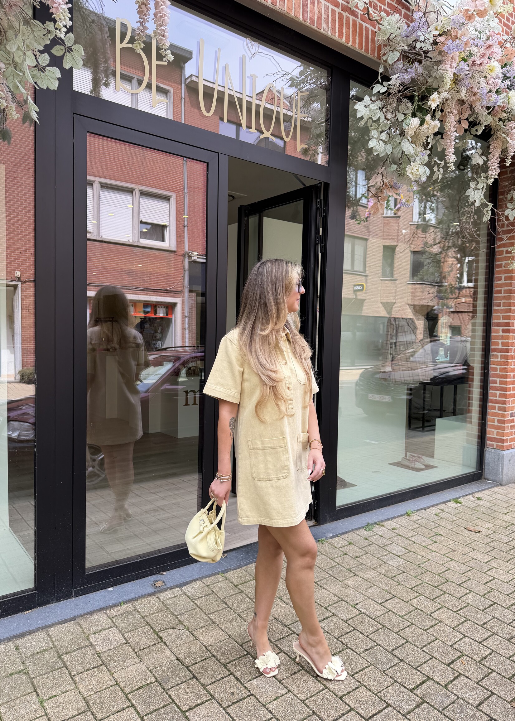 Julia denim jurk - Light yellow