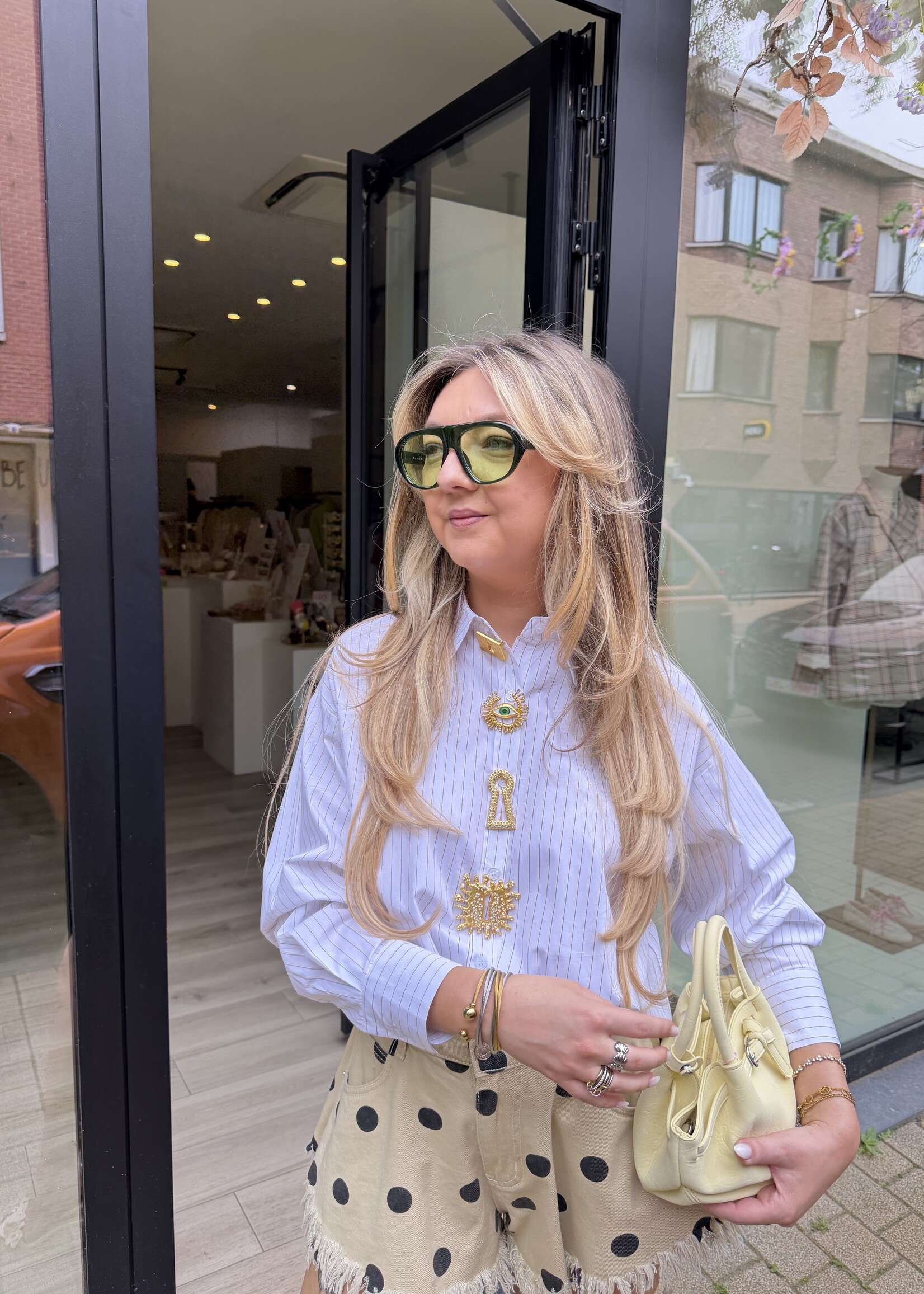 Liva stripe shirt + pins  - White/Yellow TU