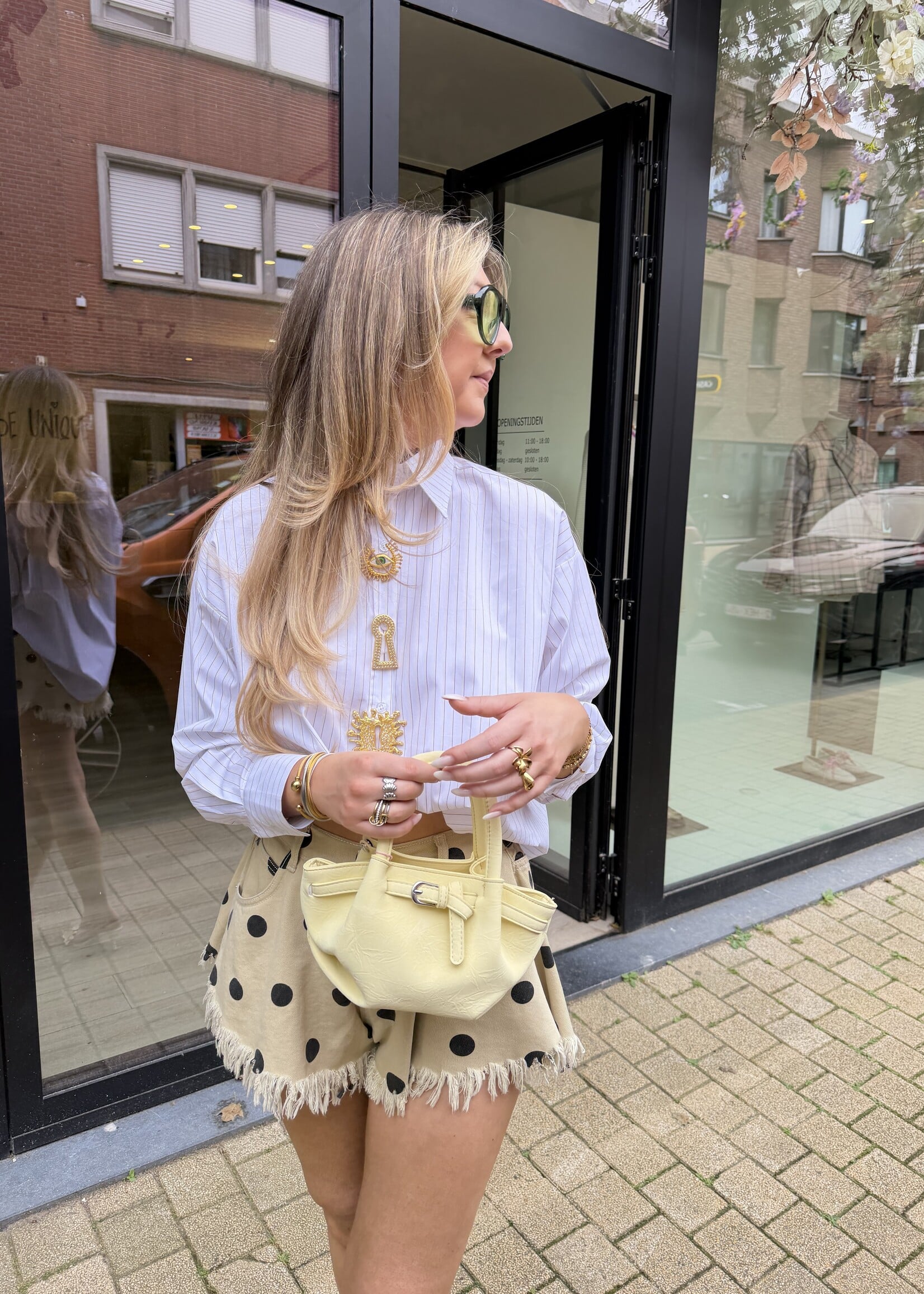 Liva stripe shirt + pins  - White/Yellow TU