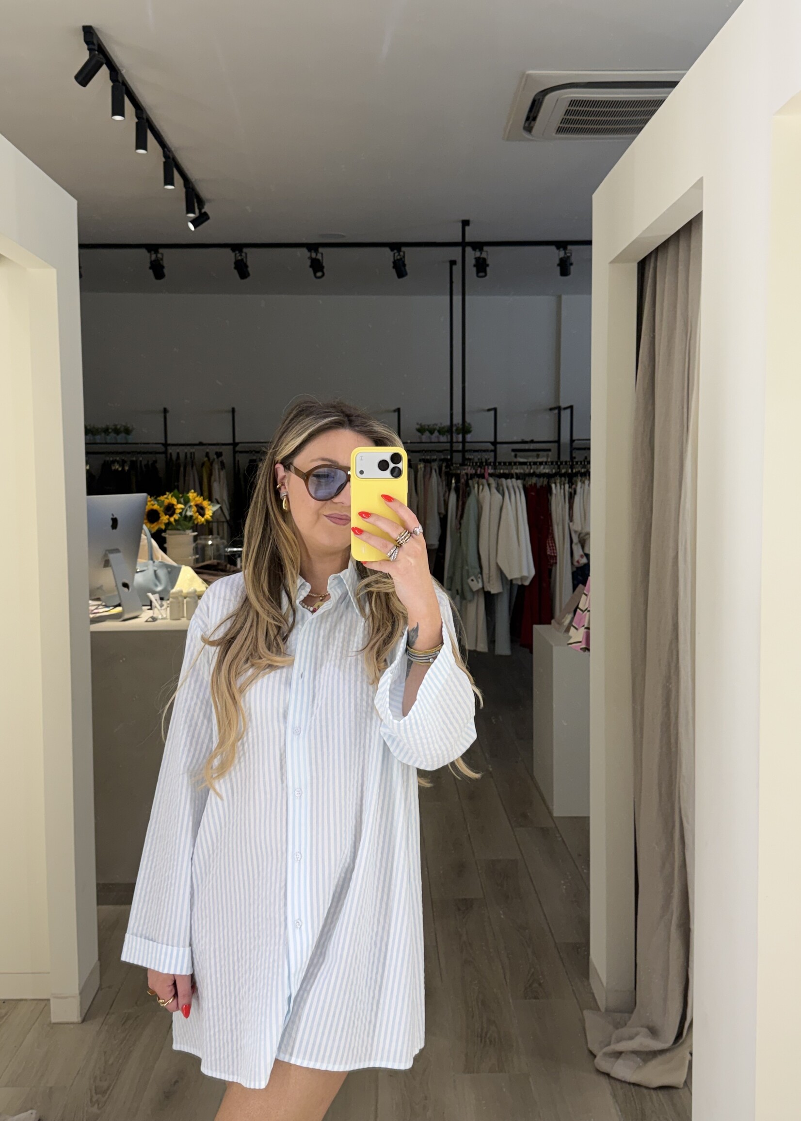 Maxine stripe oversized shirt - Blue
