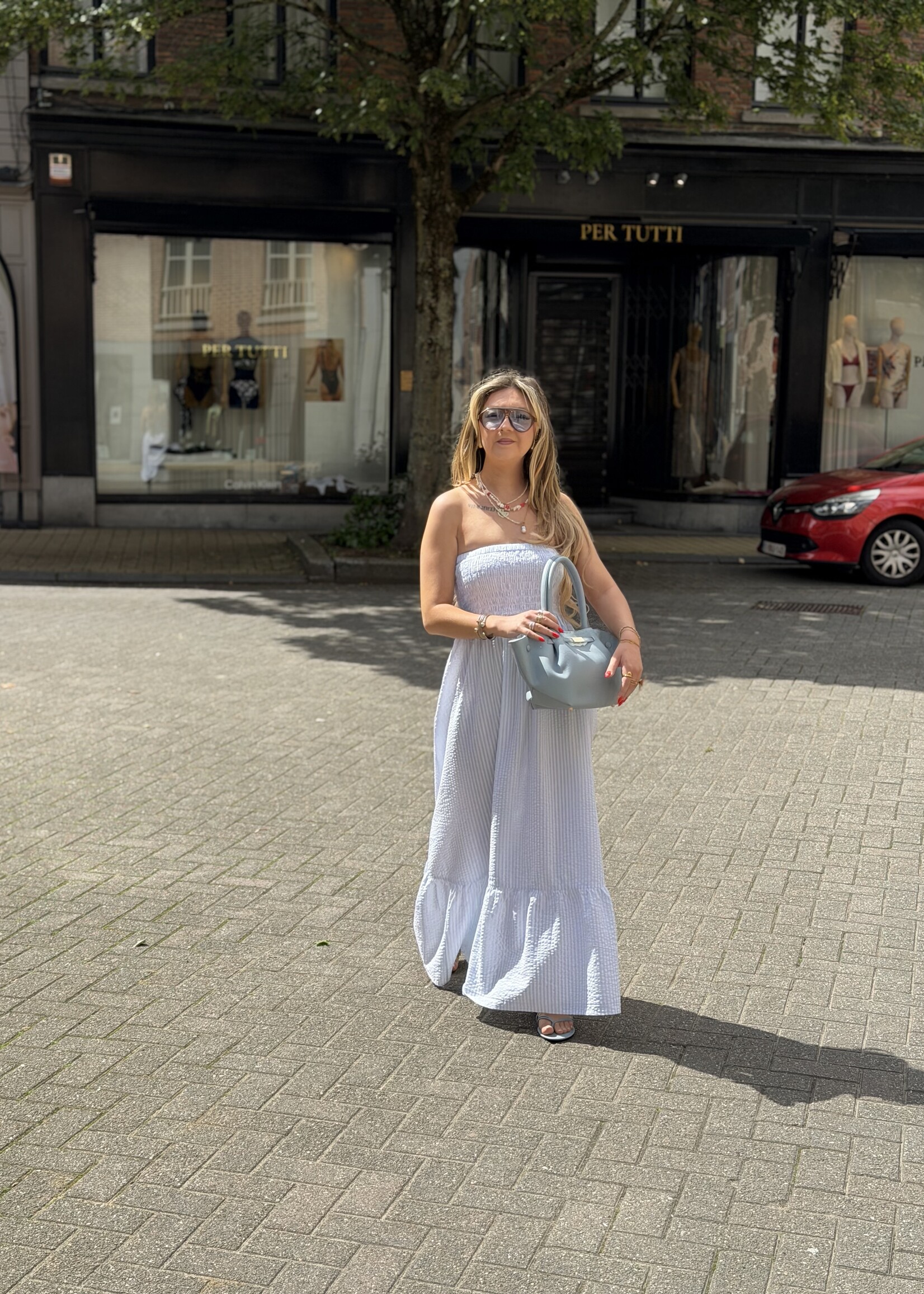 Maxine stripe dress  - Light blue
