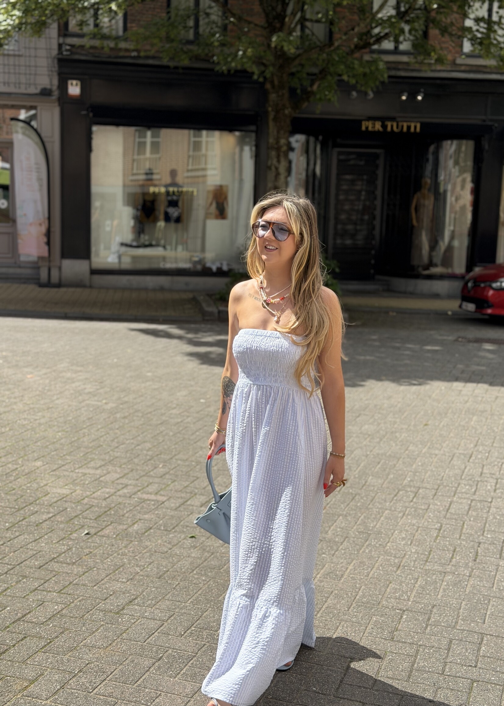 Maxine stripe dress  - Light blue
