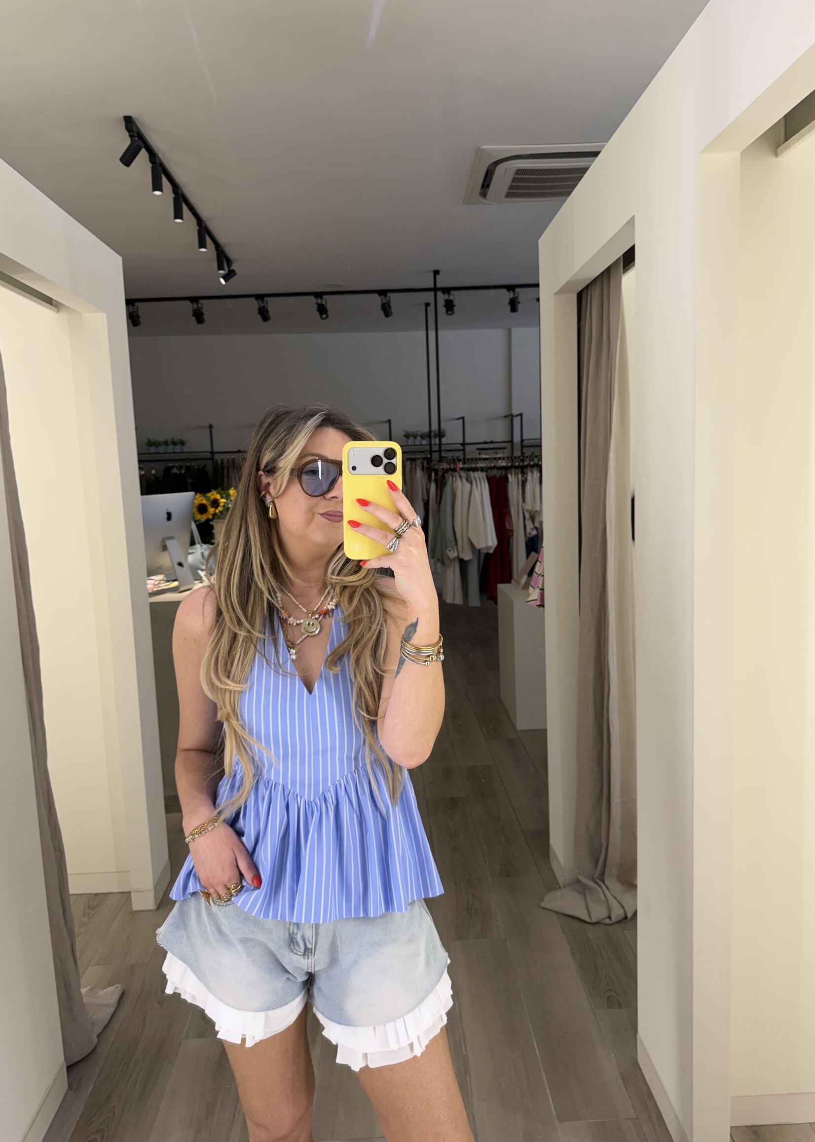 Zia stripe top - Light blue