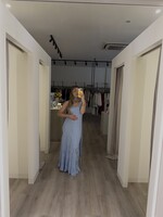 Celest satin flower dress - Light blue