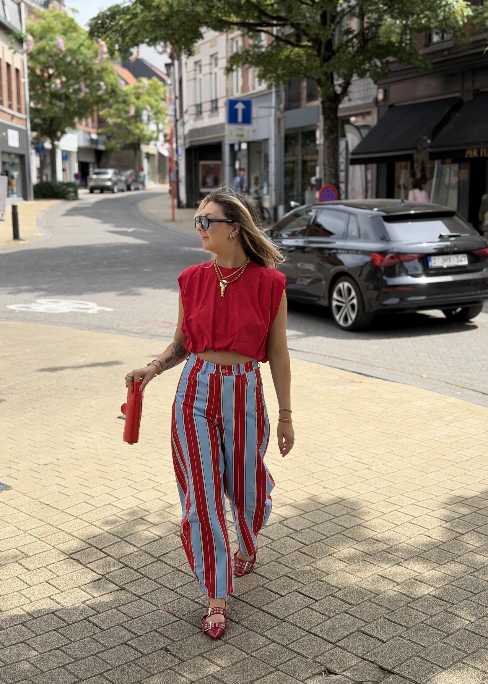 Saar stripe trousers - Red/Blue