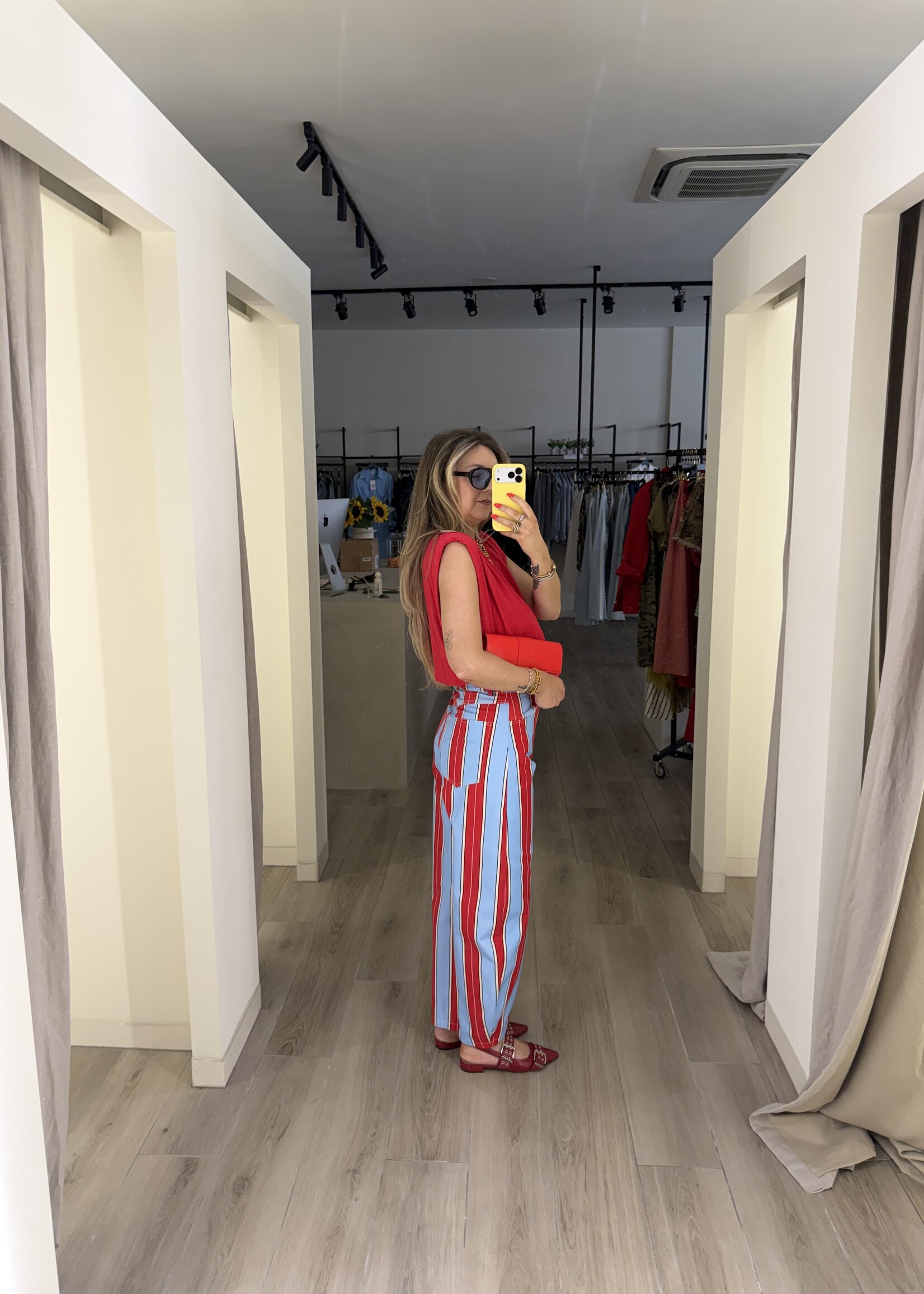 Saar stripe trousers - Red/Blue