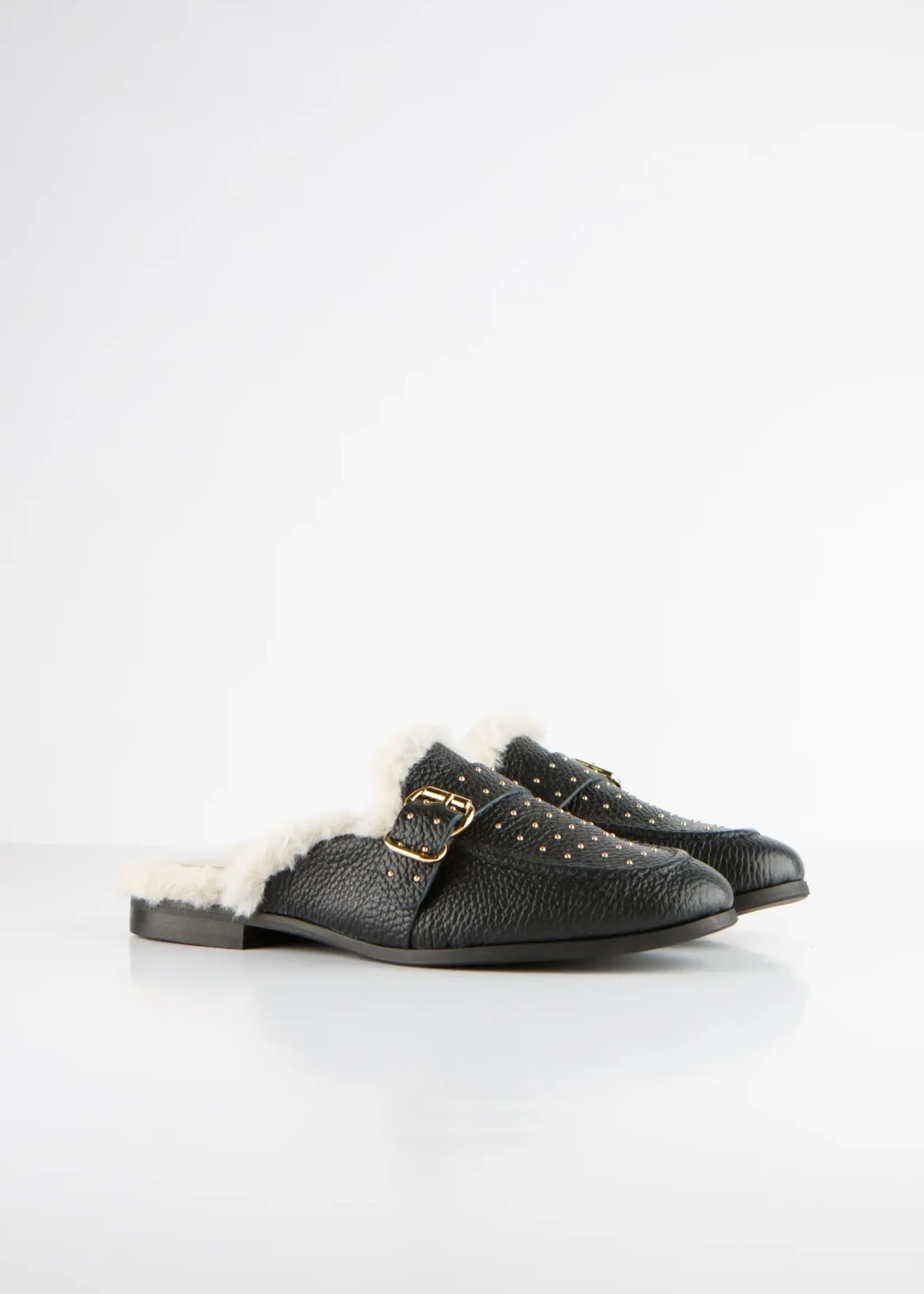 JASPER studs fur - Instappers | Black / Off white
