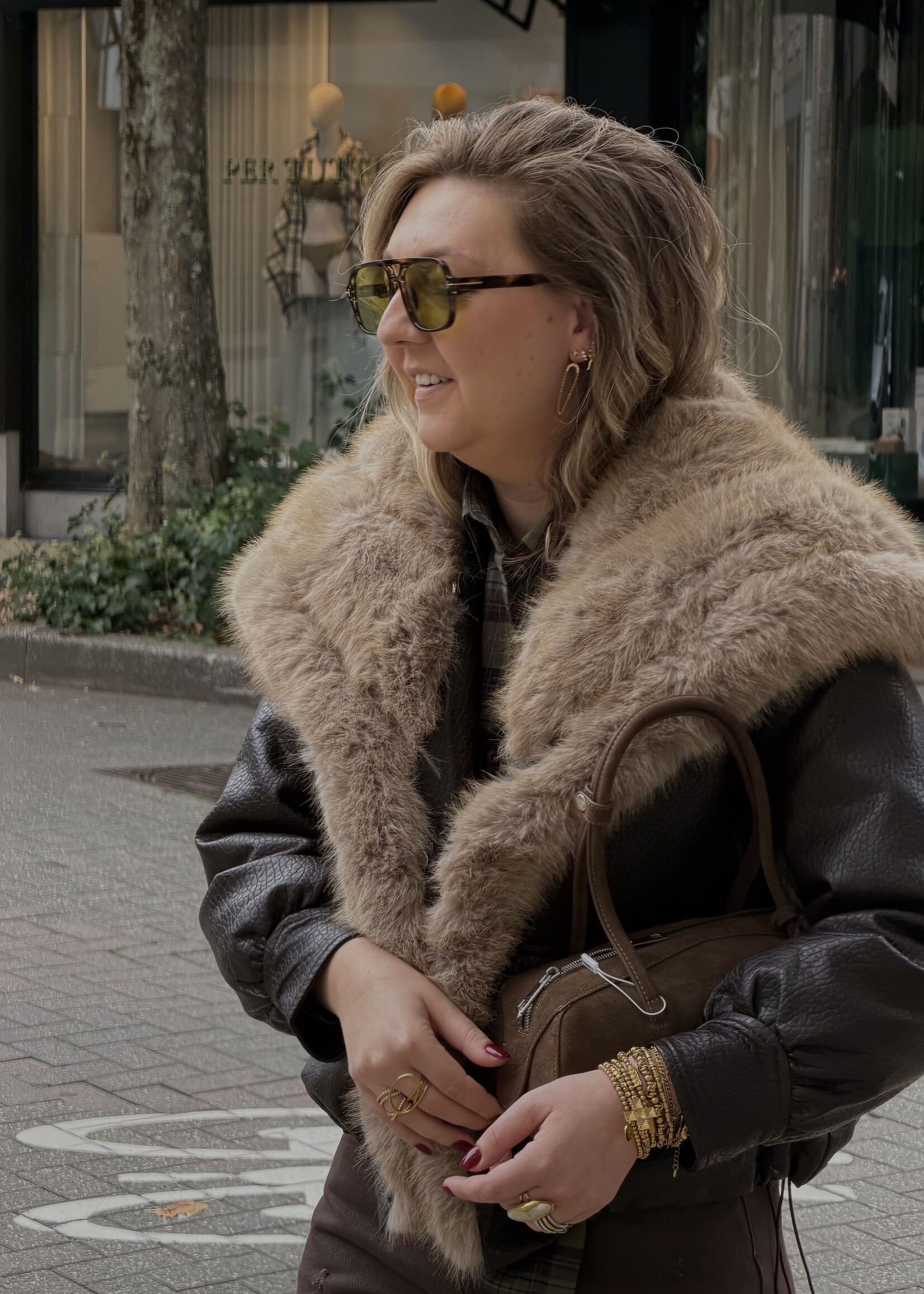 Fatta faux fur coat - Brown