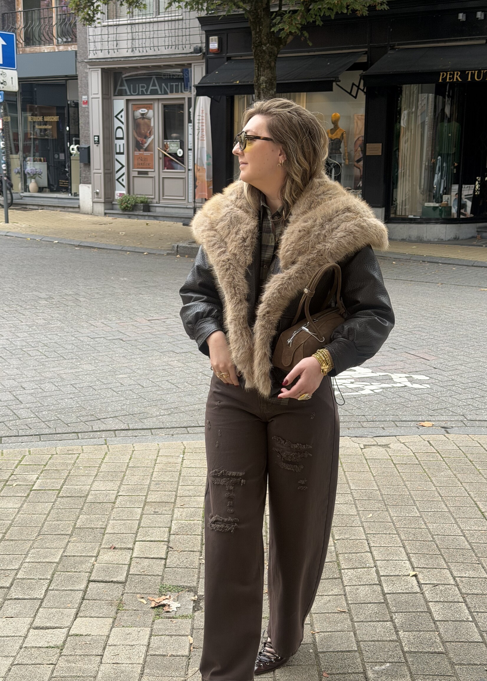 Fatta faux fur coat - Brown