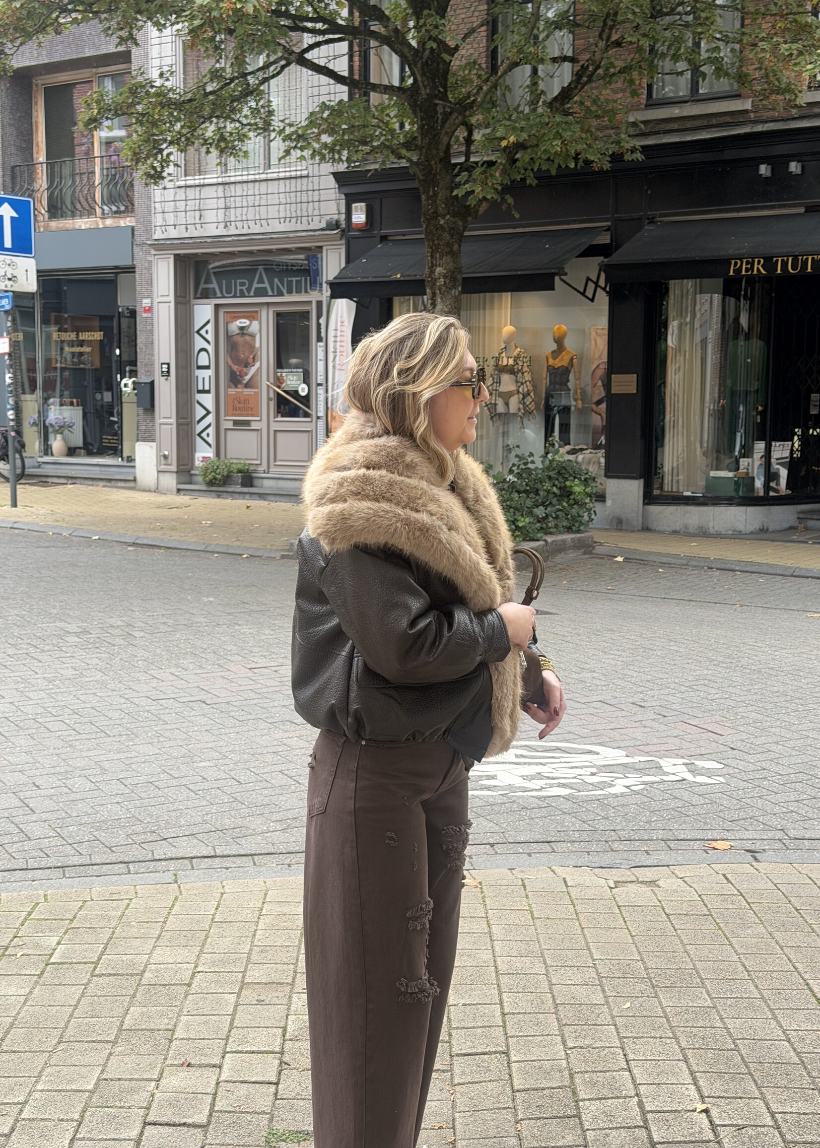 Fatta faux fur coat - Brown