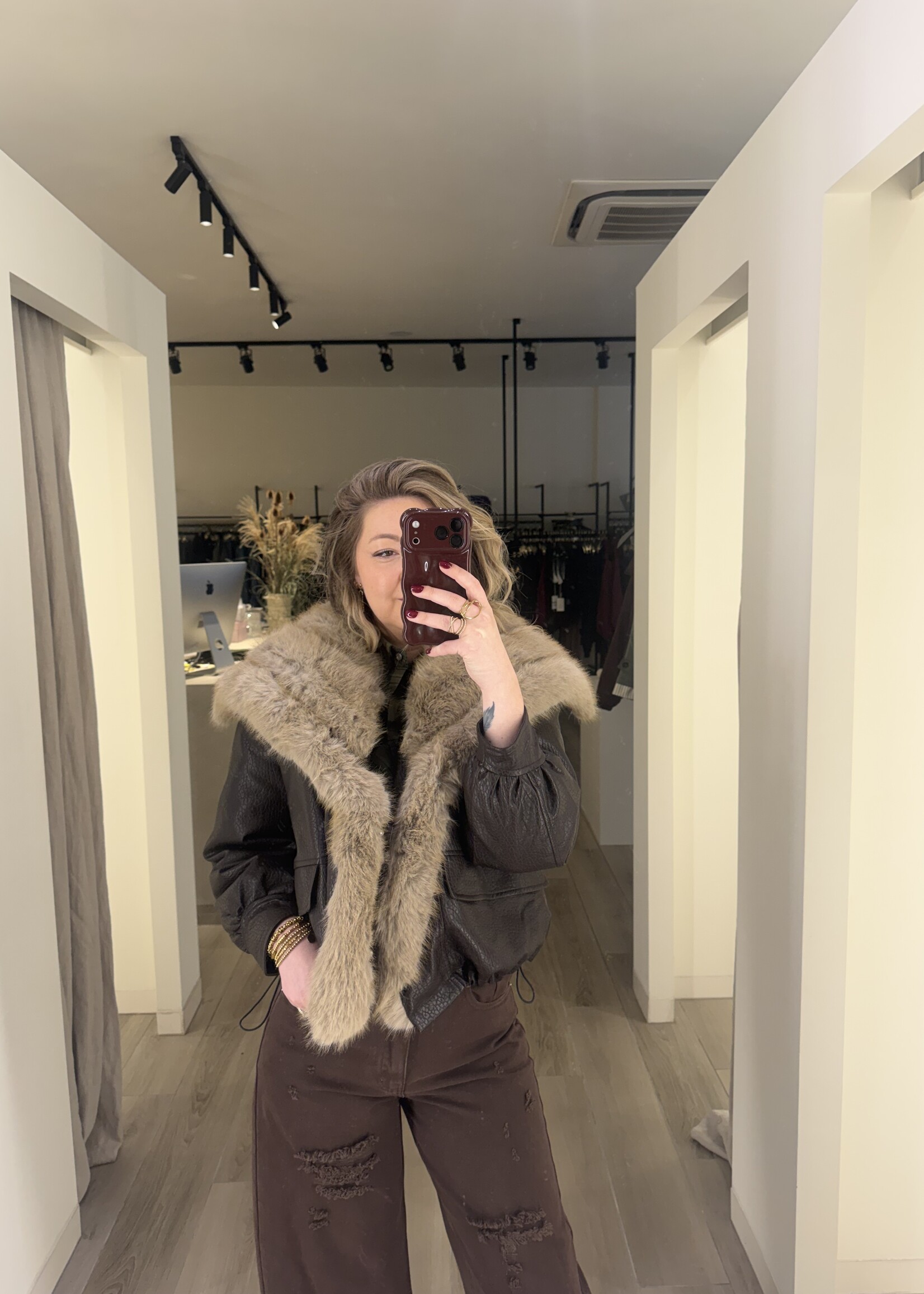 Fatta faux fur coat - Brown