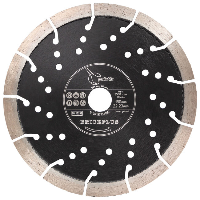 Pristis Diamantzaag-180/22,2mm Pristis Brickplus 13mm Segm baksteen
