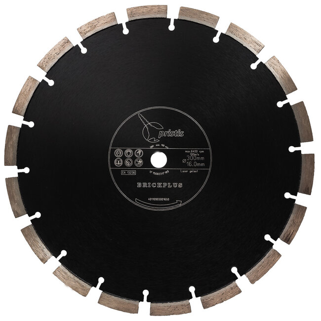 Pristis Diamantzaag-300/15,88mm Pristis Brickplus 13mm Segm. baksteen zwart