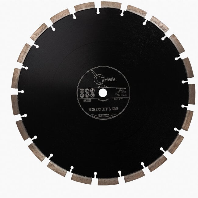 Pristis Diamantzaag-350/25,4mm Pristis Brickplus 13mm Segm. baksteen zwart