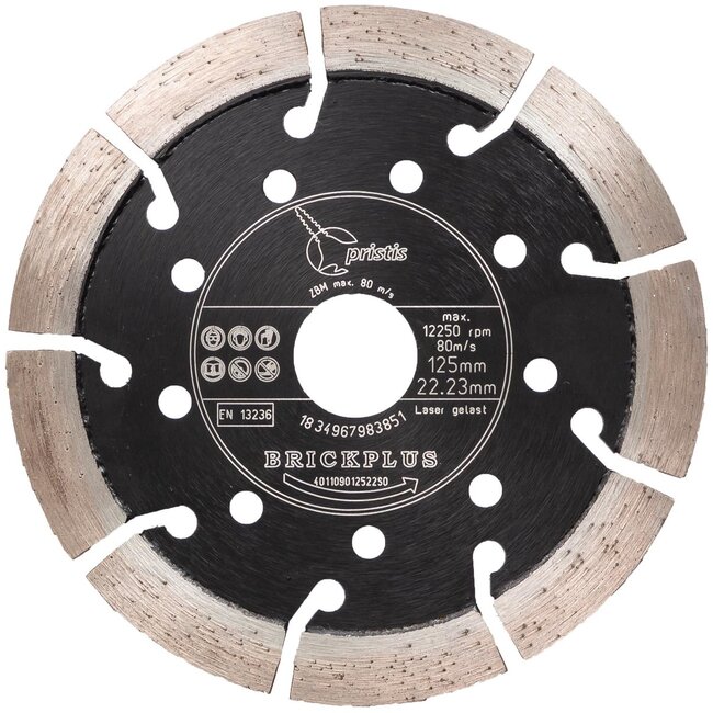 Pristis Diamantzaag-125/22,2mm Pristis Brickplus 13mm Segm. baksteen