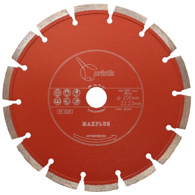 Pristis Diamantzaag-200/22,2mm Pristis Maxplus universeel rood
