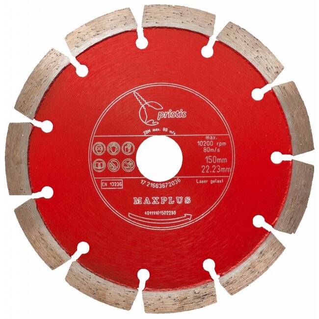 Pristis Diamantzaag-150/22,2mm Pristis Maxplus universeel rood