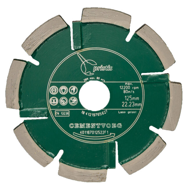 Pristis Diamantzaag-125/22,2x6,0mm Pristis Cementvoegenfrees slijtvast groen
