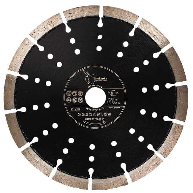 Pristis Diamantzaag-200/22,2mm Pristis Brickplus 13mm Segm. baksteen zwart