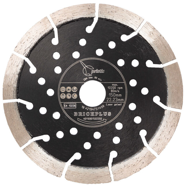 Pristis Diamantzaag-150/22,2mm Pristis Brickplus 13mm Segm. baksteen