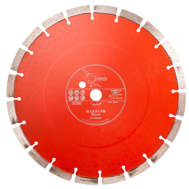 Pristis Diamantzaag-300/20,0mm Pristis Maxplus universeel rood motorslijper Xtra