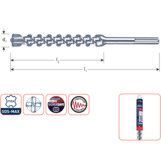 SDS MAX 15 x 400/540 SDS-MAX-aansluiting hamerboor 4 snijder