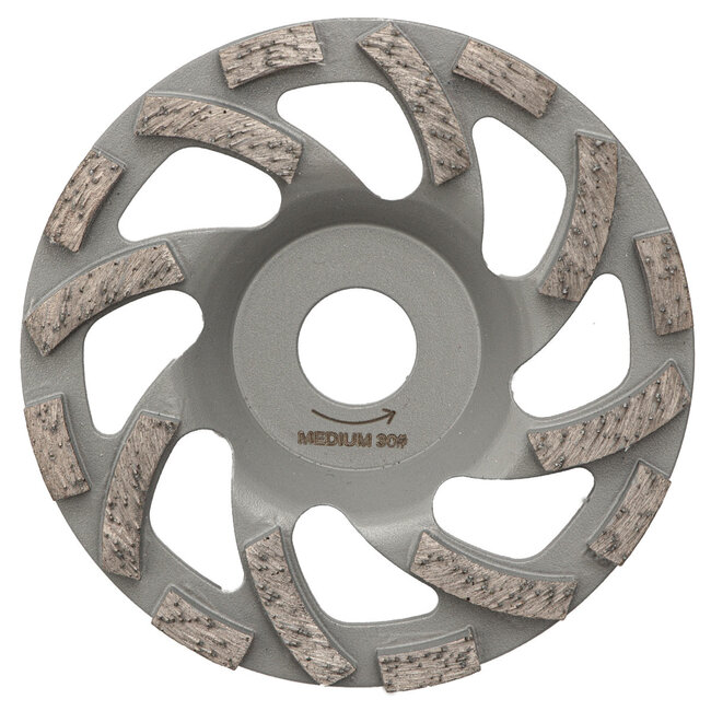 Pristis 125/22,2mm Pristis komschijf Fan Cup segment grijs