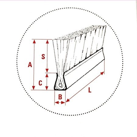 SIT Strip Brush L = 1000 mm x 10 mm, H50mm (Horse Hair)