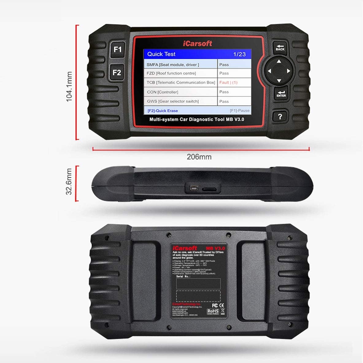 OBD II Diagnosegerät MB V3.0 für Mercedes Benz, Smart