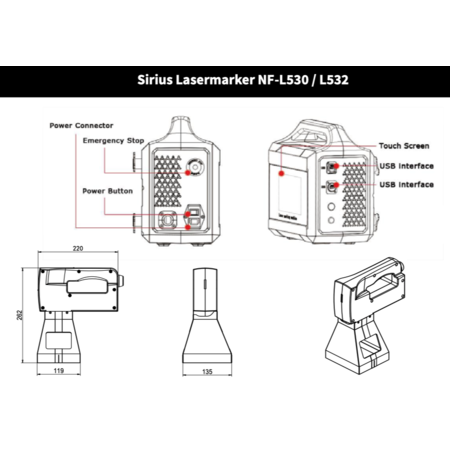 Handheld 10W Solid State Laser Sirius with Battery, LCD Screen, Linux, 230V