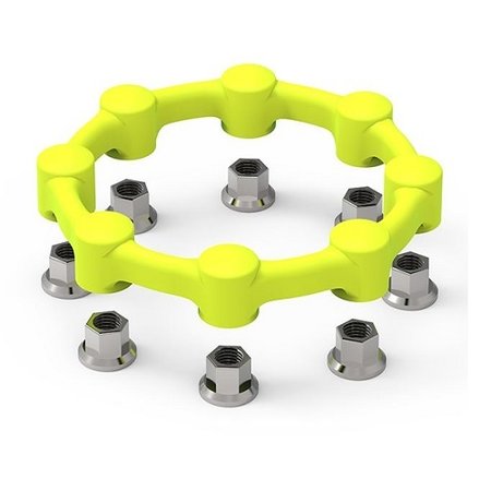 SAFEWHEEL One-piece wheel nut retaining ring and protective cap  -  8 STUD 275 PCD - Yellow